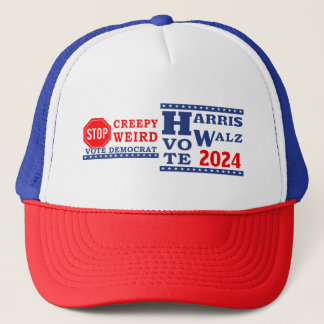 Stop Creepy Weird Vote Harris Walz 2024 Trucker Pet