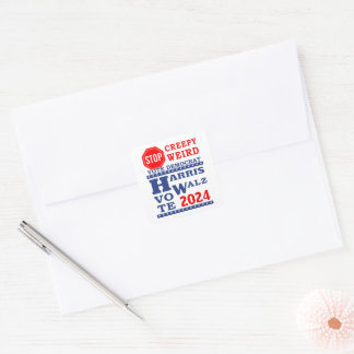 Stop Creepy Weird Vote Harris Walz 2024 Vierkante Sticker