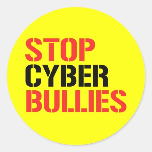 STOP CYBER BULLIES RONDE STICKER (Voorkant)