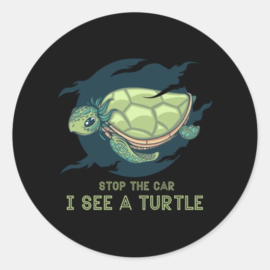 Stop de auto die ik zie een schildpad ronde sticker (Voorkant)