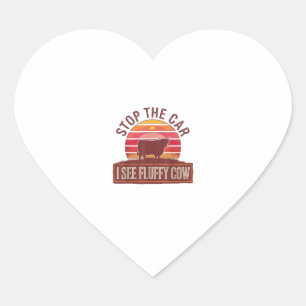 Stop de auto Ik zie pluizige Koe Retro Highland Lo Hart Sticker