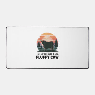 Stop de auto Zie Fluffy Koe Highland Koe Boerderij Bureaumat