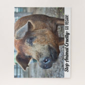 Stop de dierenmishandeling met bruin varken legpuzzel (Verticaal)