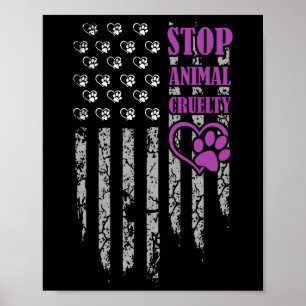 Stop de dierenmishandeling van de Amerikaanse vlag Poster