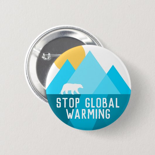 Stop de Global Warming Polar Beer Glacier Button (Voorkant /achterkant)