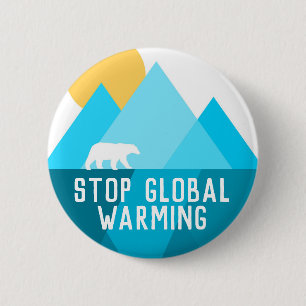 Stop de Global Warming Polar Beer Glacier Button
