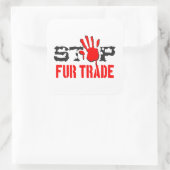 Stop de handel vierkante sticker (Tas)