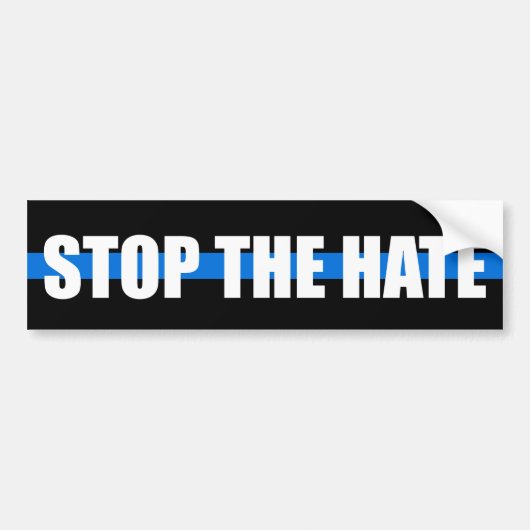 "STOP DE HATE" OP DE THIN BLUE LIJN BUMPERSTICKER (Voorkant)
