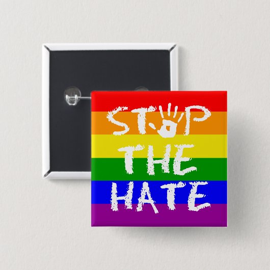 Stop de Hate Pinback-Button Vierkante Button 5,1 Cm (Voorkant /achterkant)