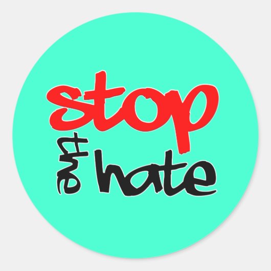 Stop de Hate Ronde Sticker (Voorkant)