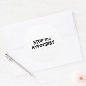 Stop de hypocrisie ronde sticker (Envelop)