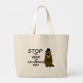 Stop de oorlog op de grondhog dag grote tote bag (Achterkant)