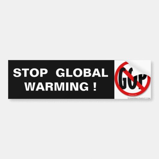 STOP  DE  OPWARMING  VAN  DE  AARDE ! BUMPERSTICKER (Voorkant)