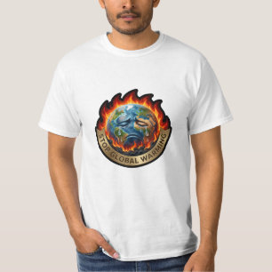 Stop de Opwarming van de Aarde Huilende Aarde Vlam T-shirt