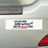 STOP! De vernietiging van de aarde... Bumpersticker (Op auto)