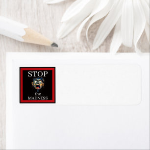 Stop de waanzin retouradreslabel etiket