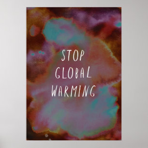 Stop de Waterverf van Global Warming Save Planet E Poster