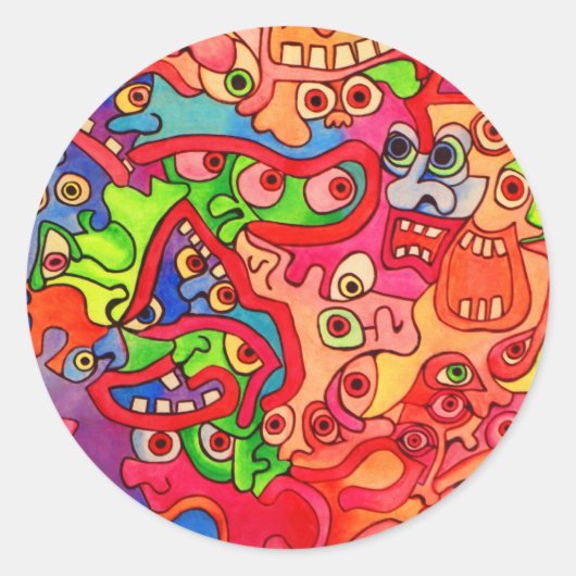 Stop de wereld, ik wil weg. ronde sticker (Voorkant)