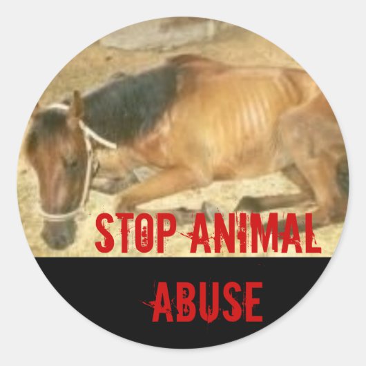 Stop dierenmishandeling ronde sticker (Voorkant)
