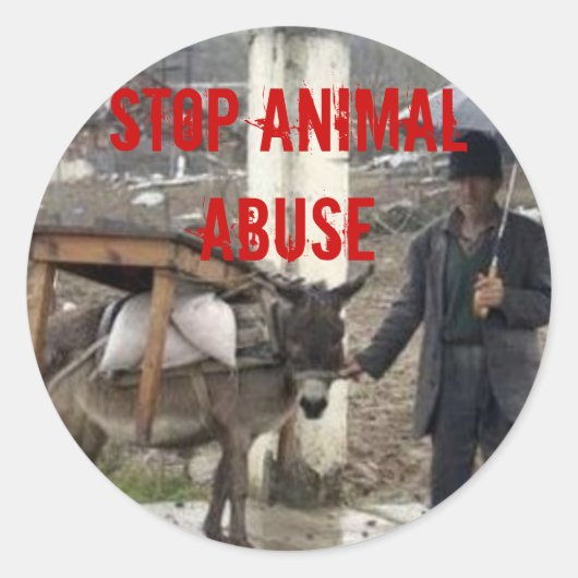 Stop dierenmishandeling ronde sticker (Voorkant)