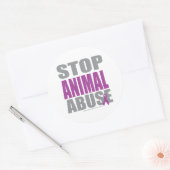 Stop dierenmishandeling ronde sticker (Envelop)
