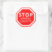 Stop dierenmishandeling vierkante sticker (Tas)