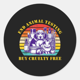 Stop Dierenproeven Koop Cruelty Free Vegan Activis Ronde Sticker