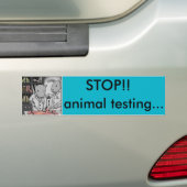 Stop dierproeven met de bumpersticker!! bumpersticker (Op auto)
