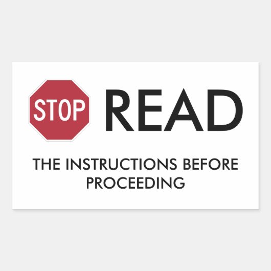STOP EN LEZEN RECHTHOEKIGE STICKER (Voorkant)