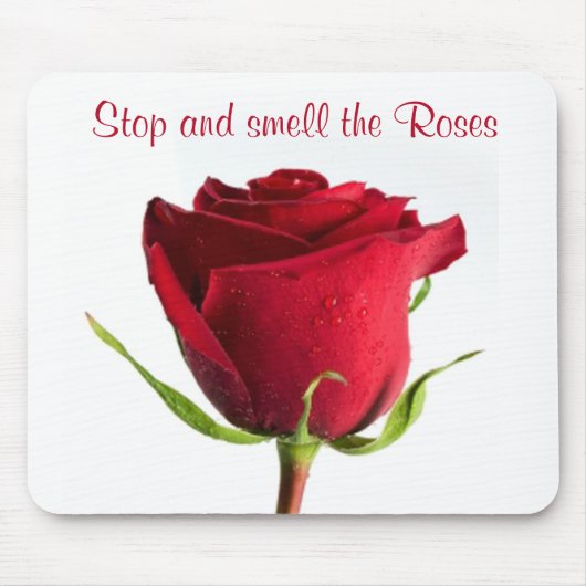 Stop en Ruik de Rozen Red Rose Mousepad Muismat (Voorkant)