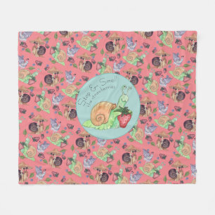 Stop en ruik het slakkenpatroon van aardbeien fleece deken