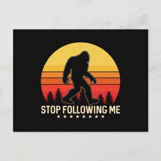 Stop Following Me | Bigfoot Retro Design Briefkaart (Voorkant)