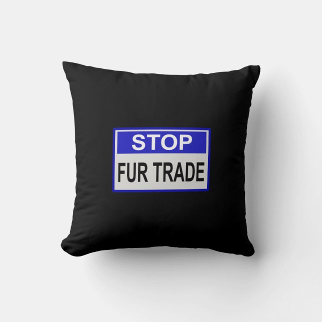Stop Fur Trade Blue-teken Kussen (Voorkant)