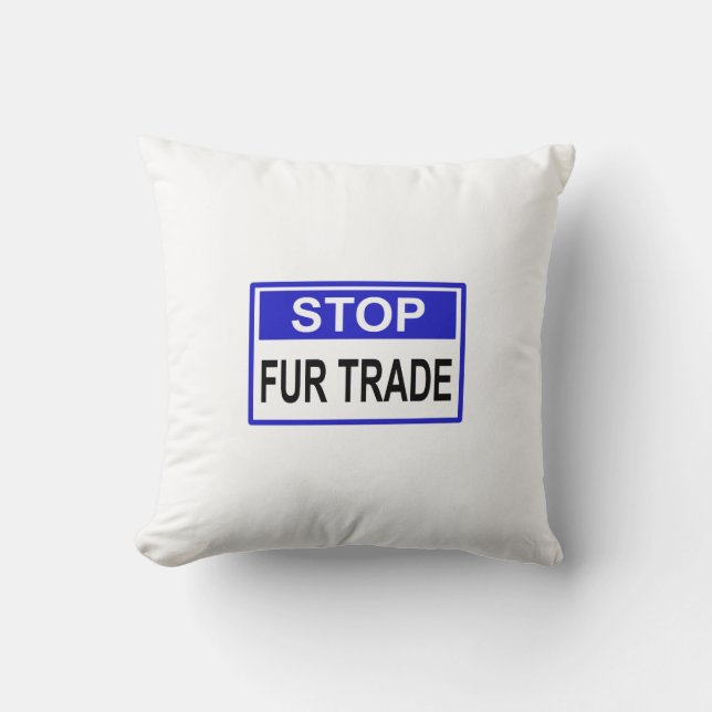 Stop Fur Trade Blue-teken Kussen (Voorkant)