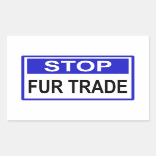 Stop Fur Trade Blue-teken Rechthoekige Sticker