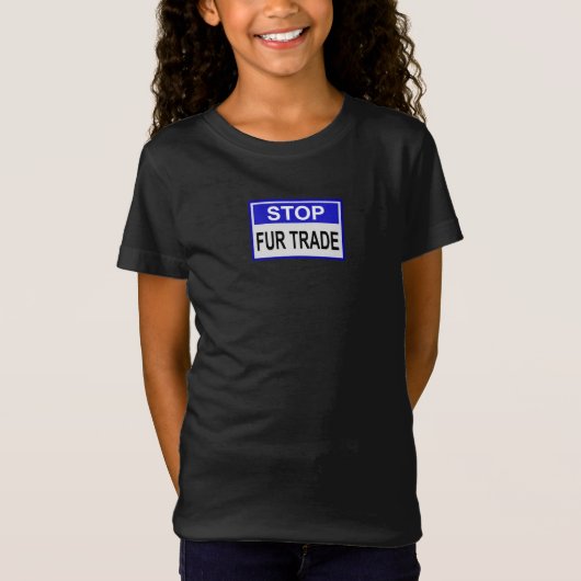 Stop Fur Trade Blue-teken T-shirt (Voorkant)