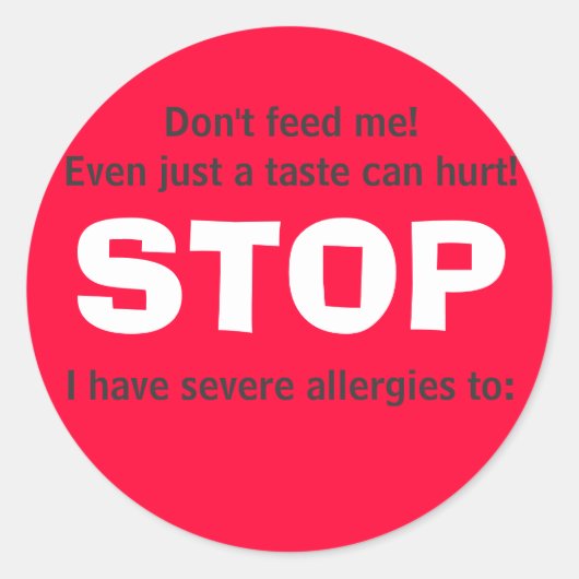 STOP, geef me geen eten! Ronde Sticker (Voorkant)