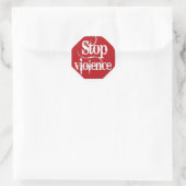 Stop geweld ronde sticker (Tas)