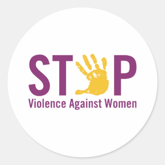 Stop geweld tegen vrouwen ronde sticker (Voorkant)
