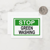 Stop Greenwashing Teken Button Notitiekaartje (Voorkant / Achterkant in situ)