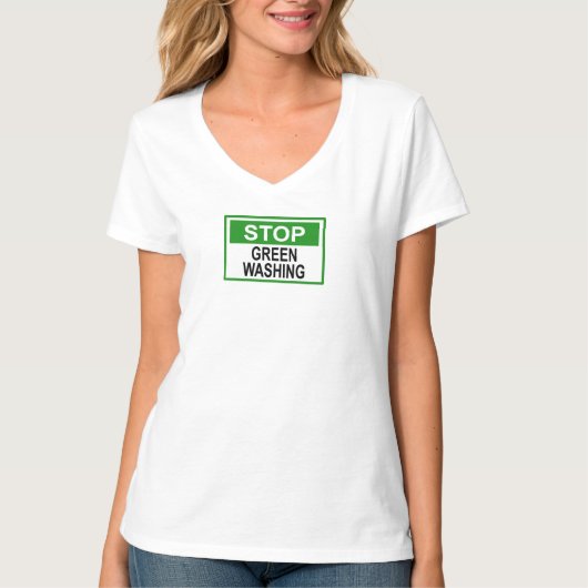Stop groenwassen bord t-shirt (Voorkant)