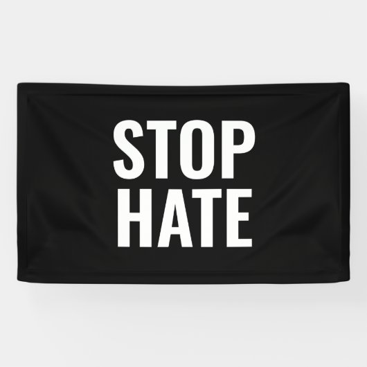 Stop haat zwart-wit spandoek (Horizontaal)