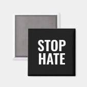 Stop Hate, zwarte witte minimalistische Magnet Magneet (Voorkant / Achterkant)