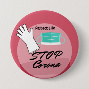 Stop het Corona-virus Ronde Button 7,6 Cm