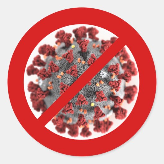 STOP HET CORONAVIRUS RONDE STICKER (Voorkant)