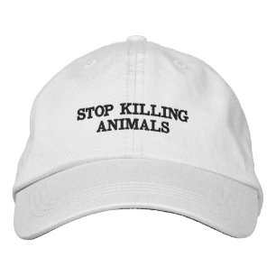 Stop het Doden van Dieren Honkbalpet (Zwarte Tekst Geborduurde Pet