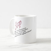 Stop het geweld koffiemok (Voorkant links)
