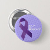 Stop het geweld met Paars lintje Ronde Button 5,7 Cm (Voorkant /achterkant)