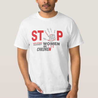 Stop het geweld tegen vrouwen en kinderen T-shirt; T-shirt