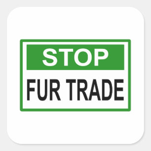 Stop het groene handelsteken van Fur Vierkante Sticker